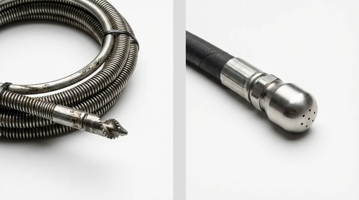 Drain snake cable and hydro jetting nozzle used for drain cleaning in Niceville, FL