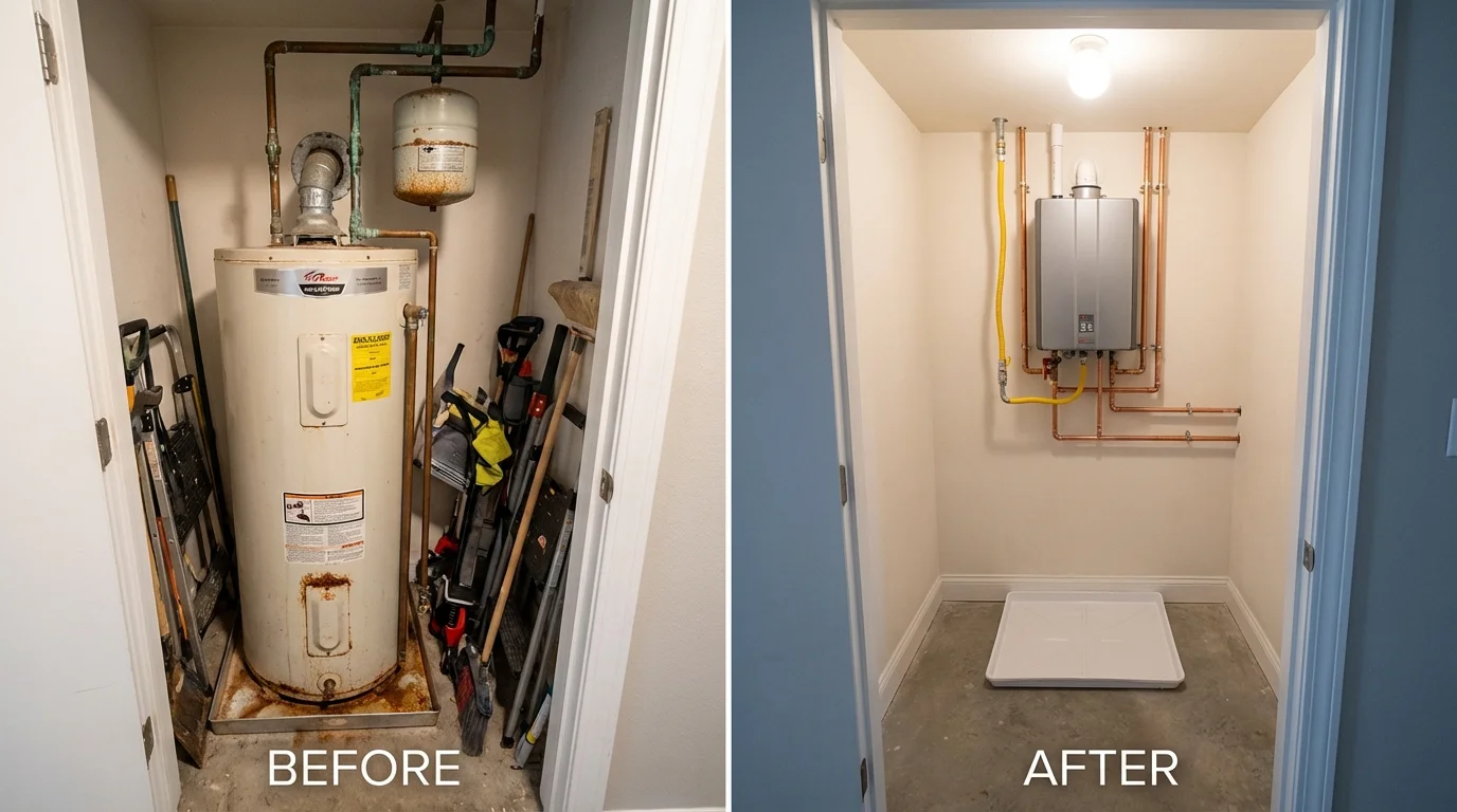 Tank water heater versus wall-mounted tankless unit comparison for Niceville, FL homeowners