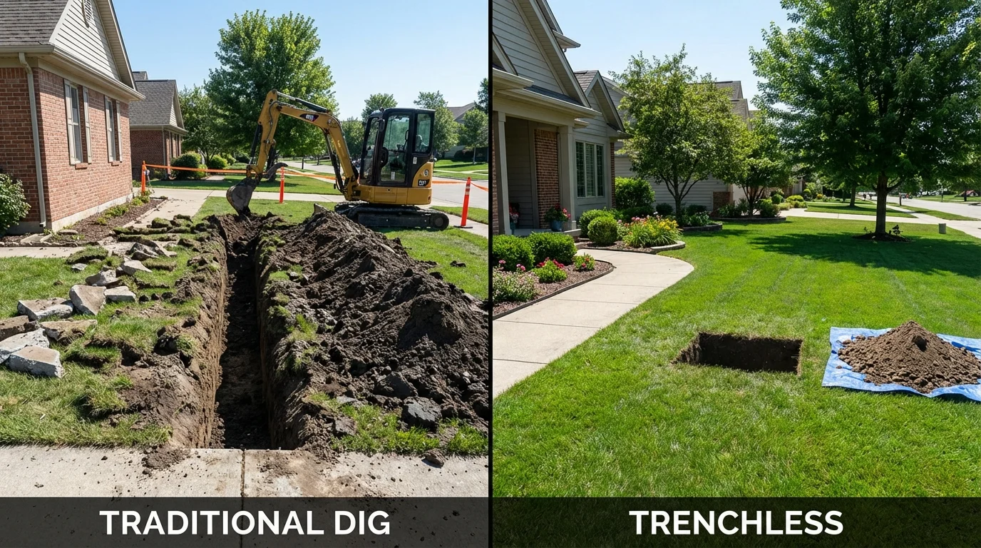 Trenchless sewer repair with minimal yard damage versus traditional excavation in Niceville, FL